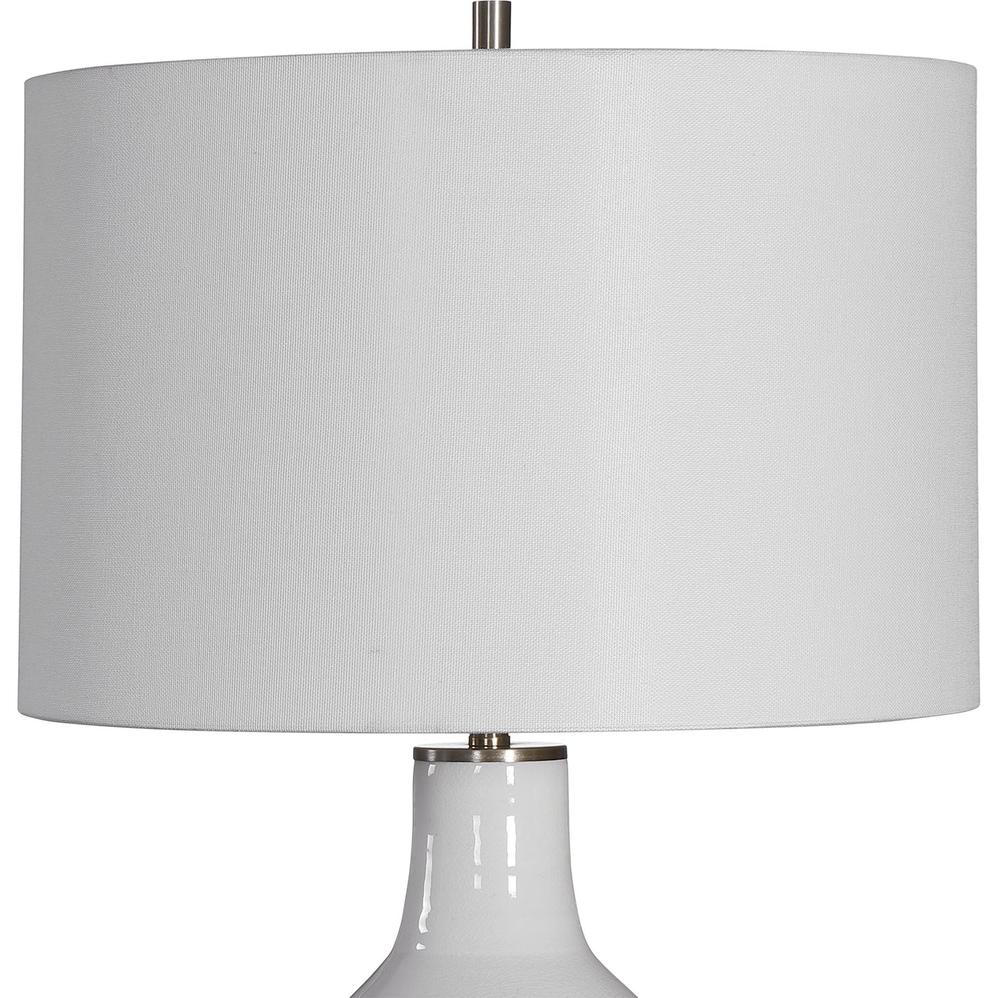 002 SR-824222 | Closeup | Dakota Crackle Table Lamp by Uttermost in white. Made from ceramic, steel in a coastal style.