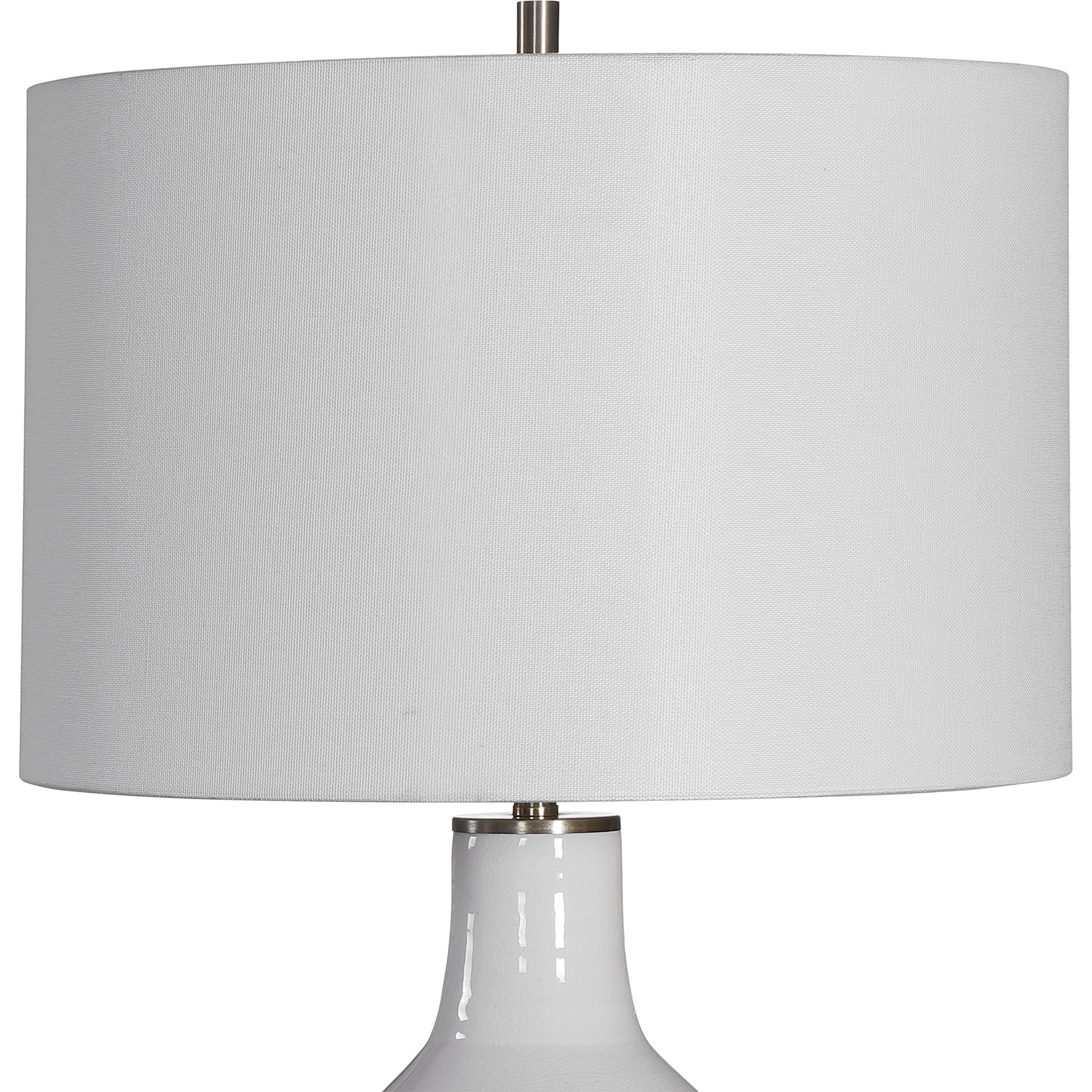 Dakota Crackle Table Lamp by Uttermost in white. Made from ceramic, steel in a coastal style.
