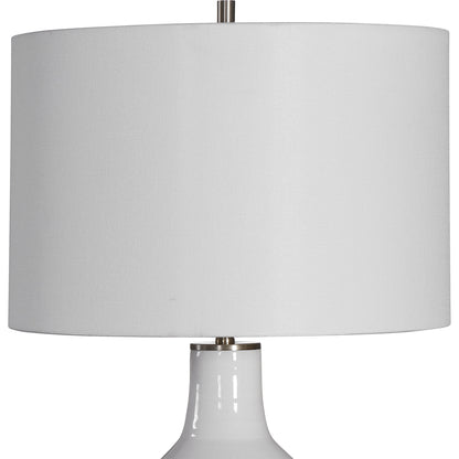 Dakota Crackle Table Lamp by Uttermost in white. Made from ceramic, steel in a coastal style.