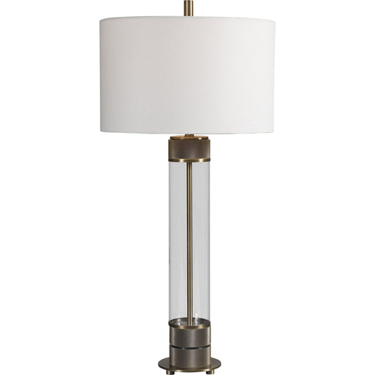 Anmer Table Lamp by Uttermost. Made from iron, glass, fabric in a modern style.