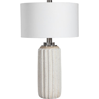 Azariah Table Lamp by Uttermost in white. Made from iron, ceramic, crystal, fabric in a modern style.