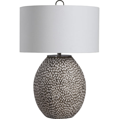 Cyprien Table Lamp by Uttermost in gray. Made from iron, ceramic, fabric in a modern style.