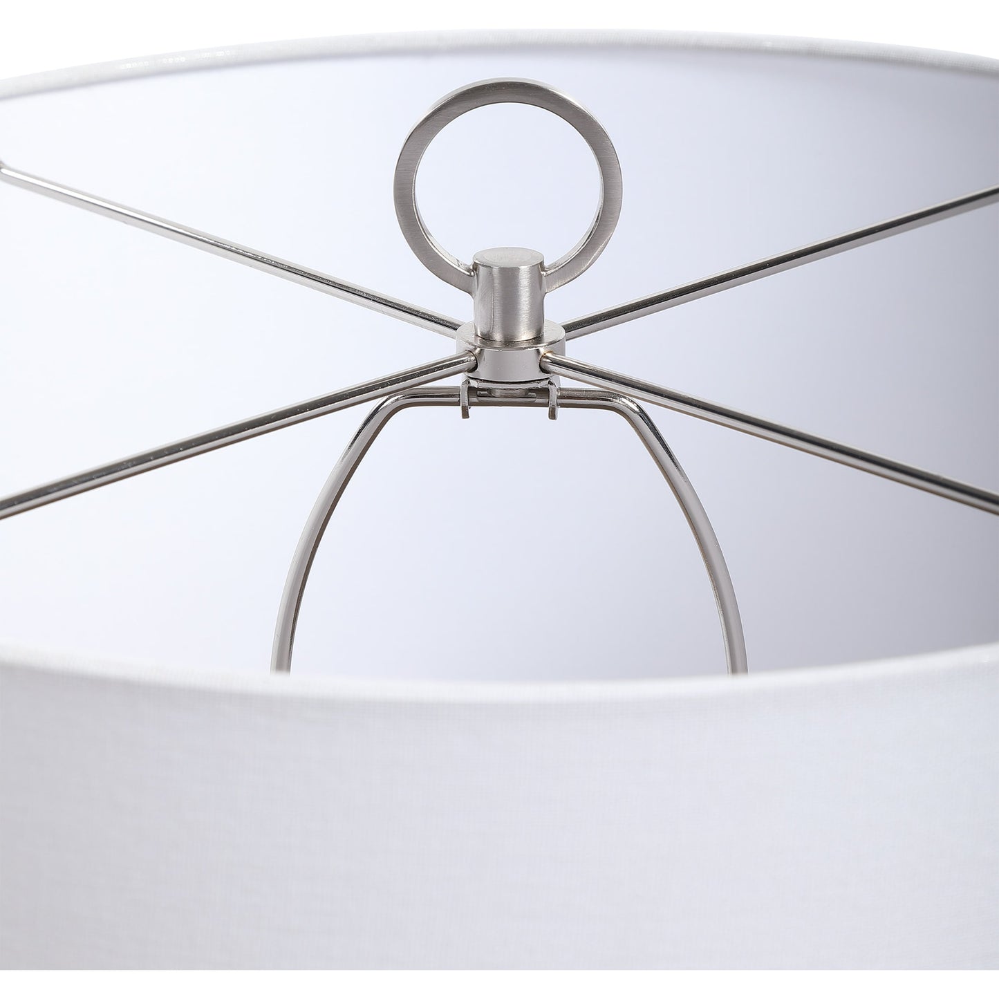 002 SR-861038 | Closeup | Cyprien Table Lamp by Uttermost in gray. Made from iron, ceramic, fabric in a modern style.