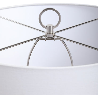 Cyprien Table Lamp by Uttermost in gray. Made from iron, ceramic, fabric in a modern style.