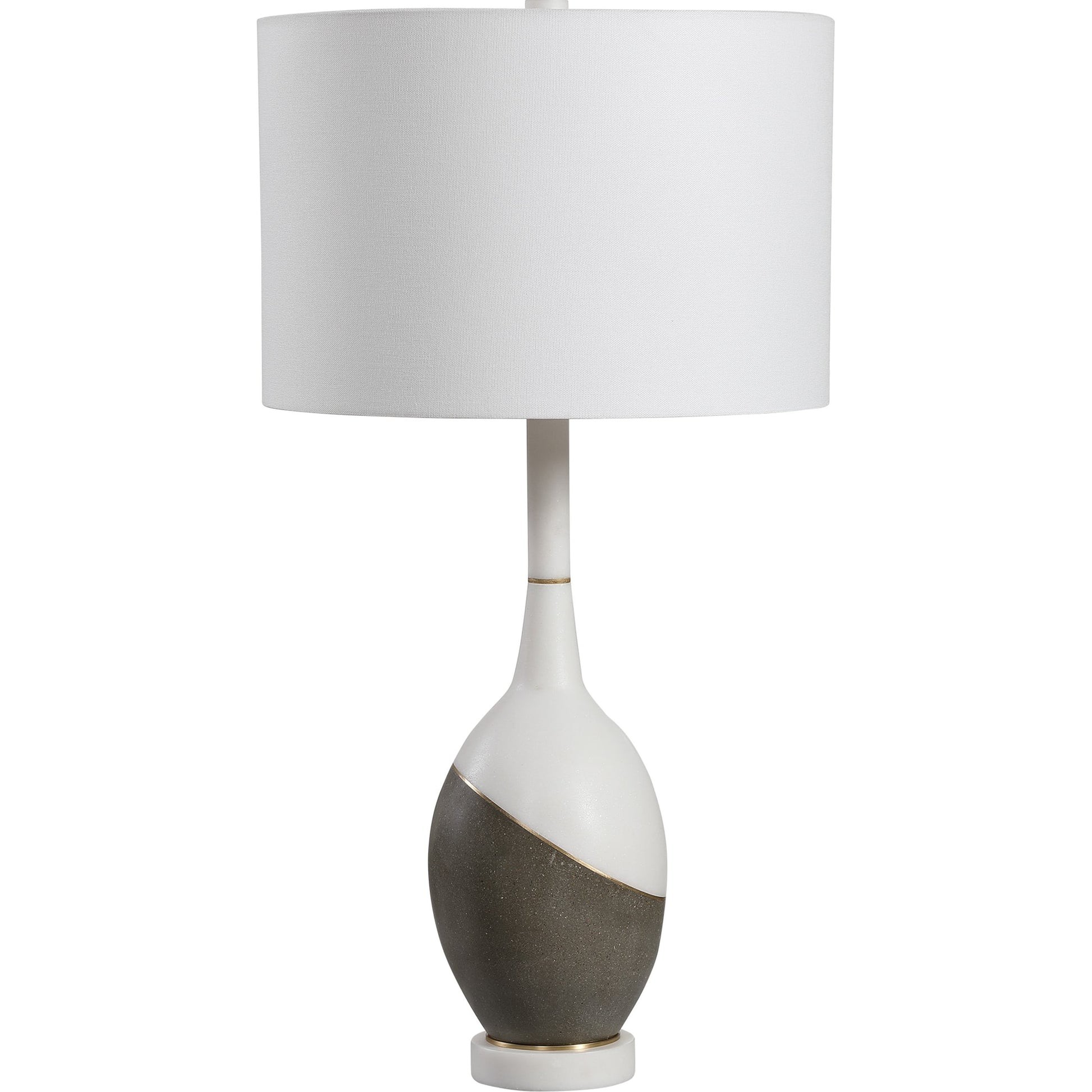 Tanali Table Lamp by Uttermost. Made from copper, concrete, resin, iron, fabric in a modern style.