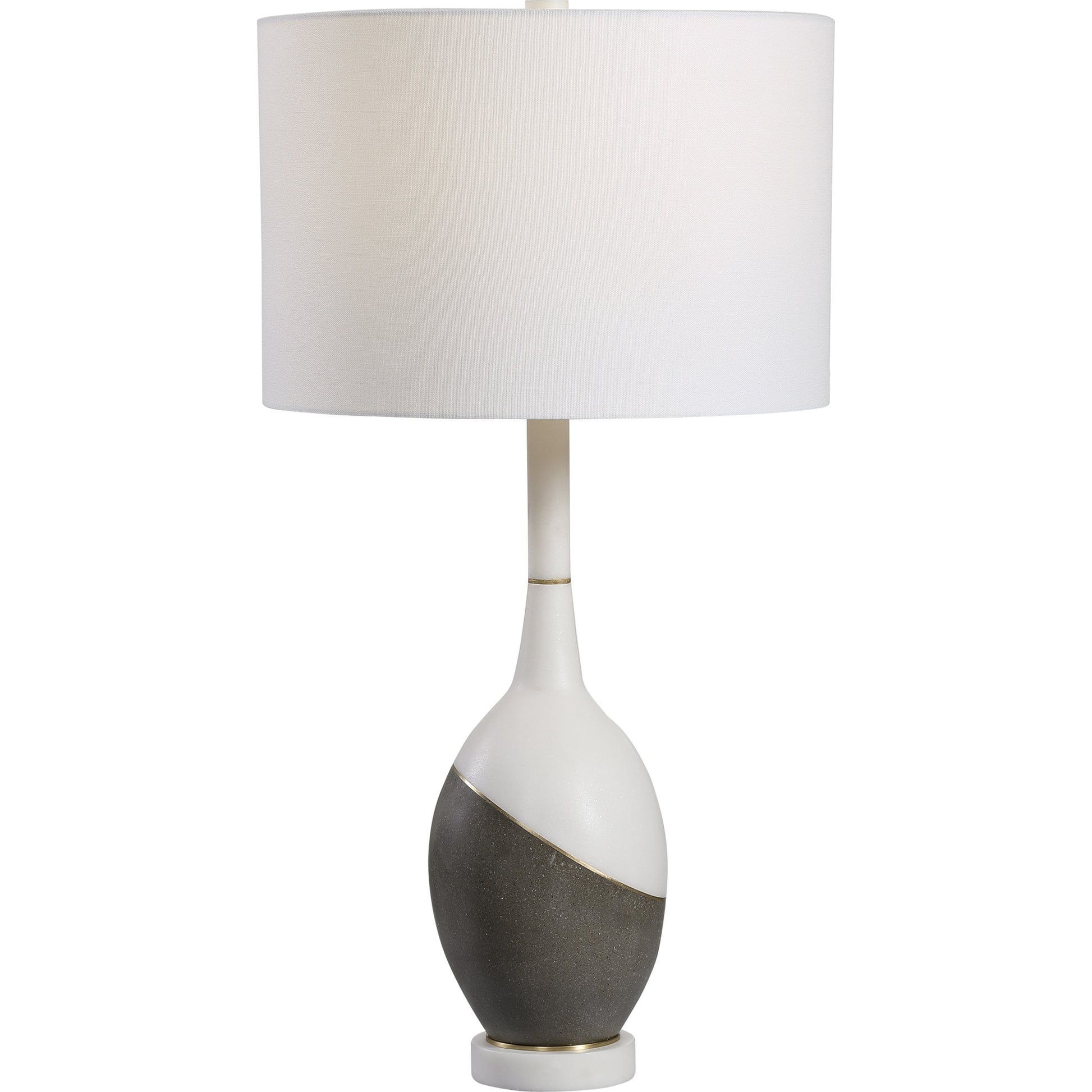 Tanali Table Lamp by Uttermost. Made from copper, concrete, resin, iron, fabric in a modern style.