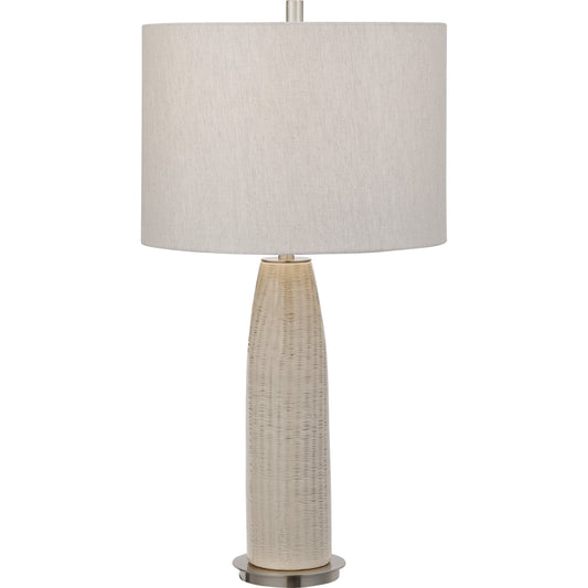 Delgado Table Lamp by Uttermost in gray. Made from ceramic, iron in a modern style.