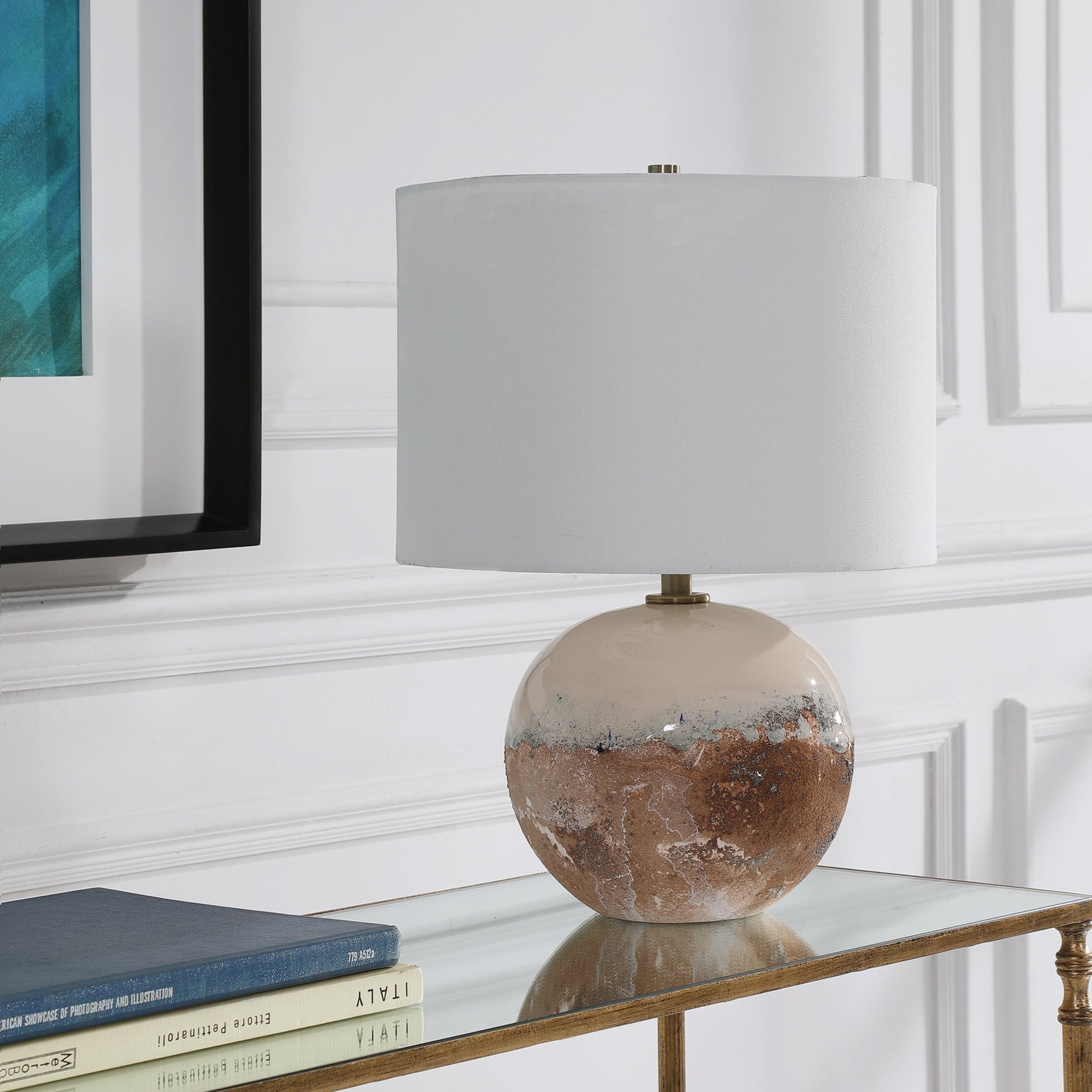Durango Accent Lamp by Uttermost. Made from ceramic, iron in a modern style.