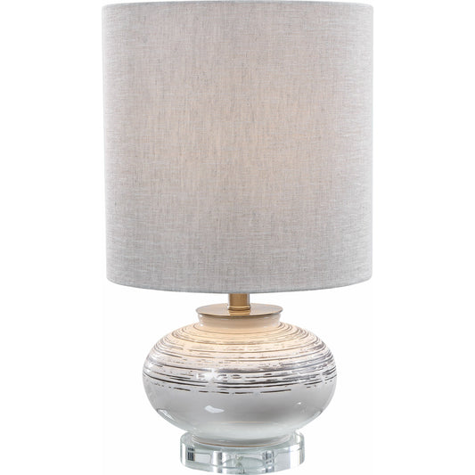 Lenta Accent Lamp by Uttermost in white. Made from ceramic, crystal, iron in a modern style.