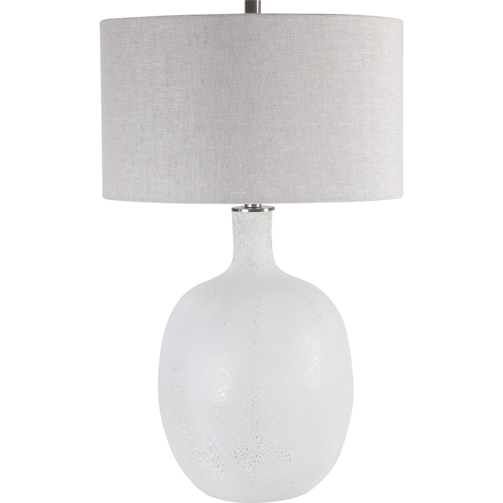 Whiteout Mottled Glass Table Lamp by Uttermost. Made from steel, glass, fabric in a cottage & farmhouse style.