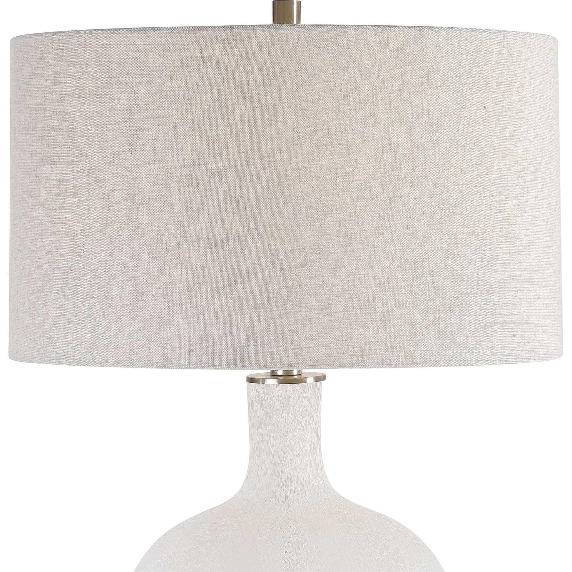 Whiteout Mottled Glass Table Lamp by Uttermost. Made from steel, glass, fabric in a cottage & farmhouse style.