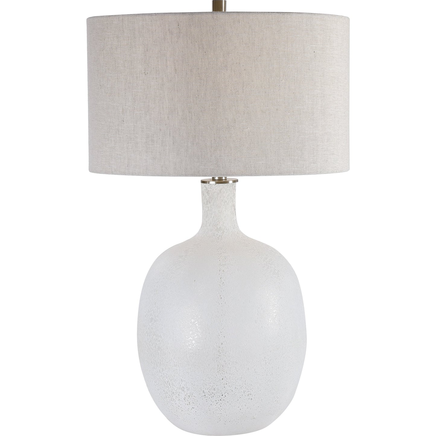 001 SR-897306 | Primary Silo | Whiteout Mottled Glass Table Lamp by Uttermost. Made from steel, glass, fabric in a cottage & farmhouse style.