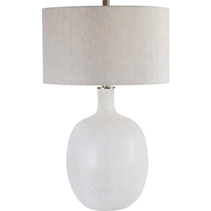 Whiteout Mottled Glass Table Lamp by Uttermost. Made from steel, glass, fabric in a cottage & farmhouse style.