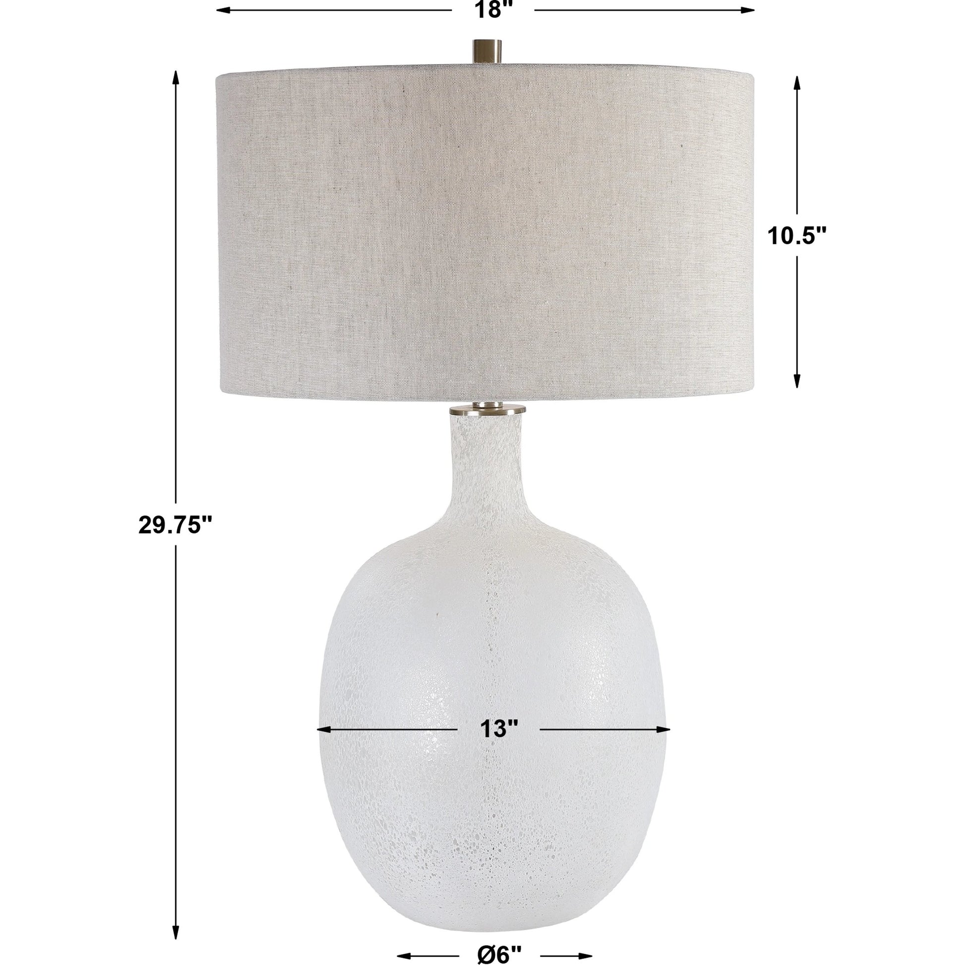 Whiteout Mottled Glass Table Lamp by Uttermost. Made from steel, glass, fabric in a cottage & farmhouse style.