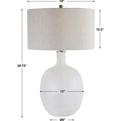 Whiteout Mottled Glass Table Lamp by Uttermost. Made from steel, glass, fabric in a cottage & farmhouse style.