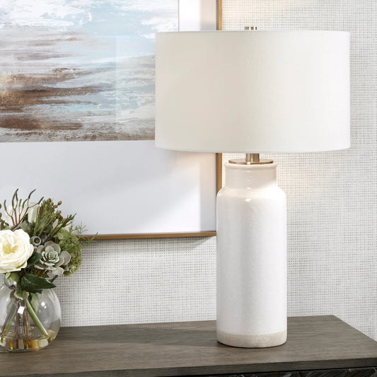 Albany Table Lamp by Uttermost in white. Made from ceramic, iron, fabric in a cottage & farmhouse style.