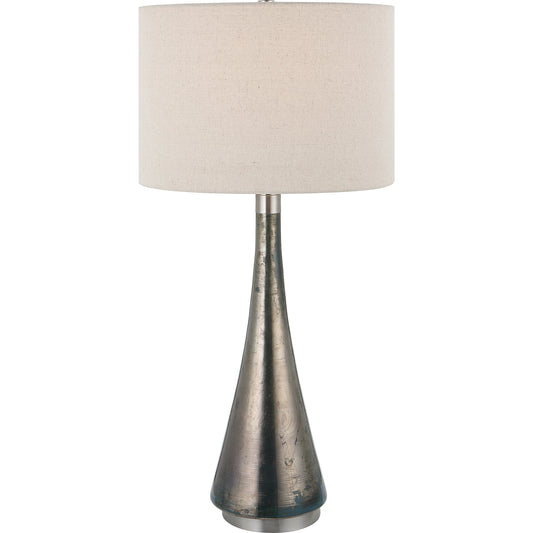 Contour Table Lamp by Uttermost in nickel. Made from glass, iron, fabric in a transitional style.