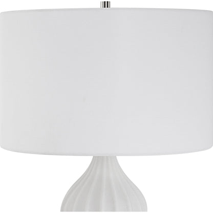Antoinette Table Lamp by Uttermost in ivory. Made from mad-made stone, iron, fabric in a coastal style.