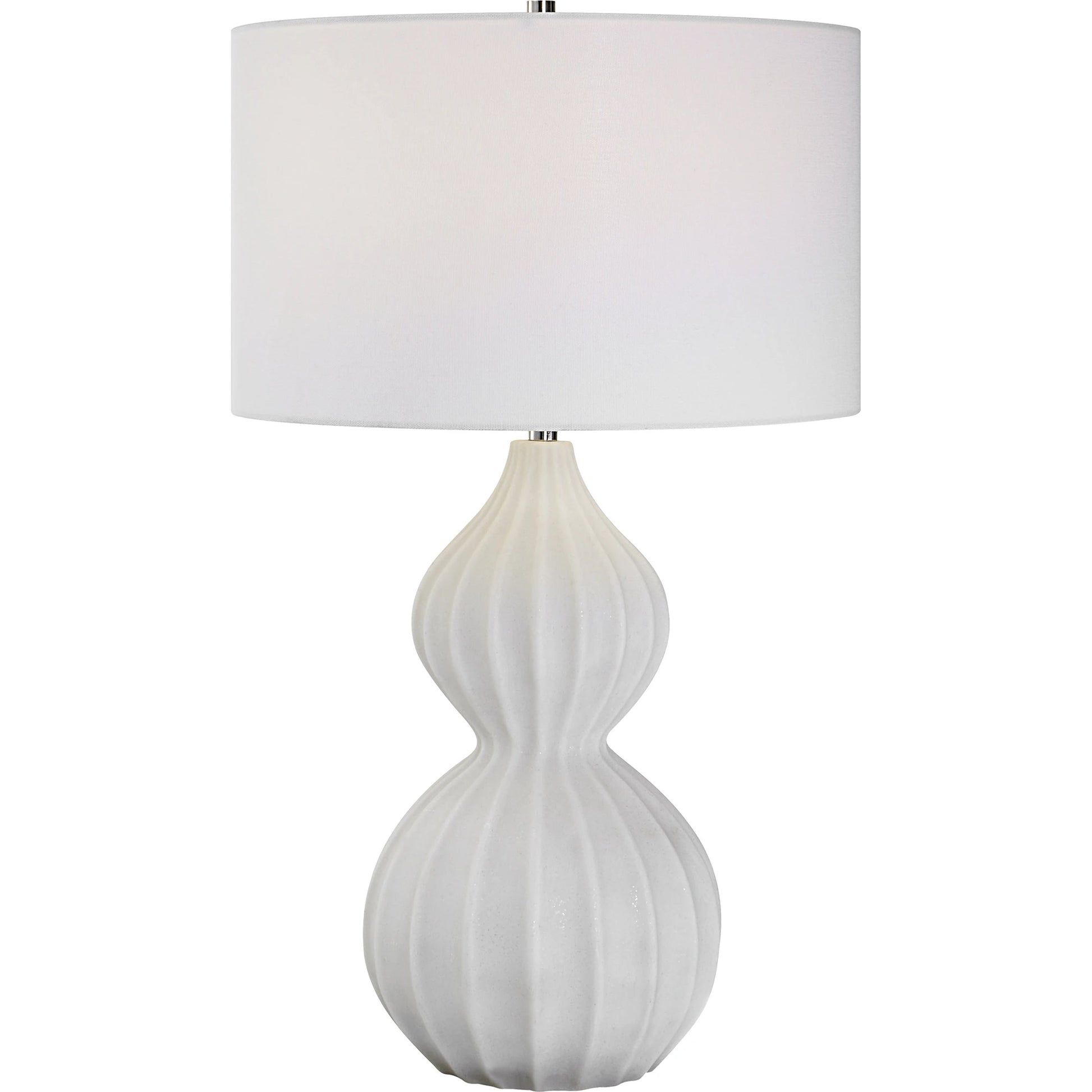 Antoinette Table Lamp by Uttermost in ivory. Made from mad-made stone, iron, fabric in a coastal style.