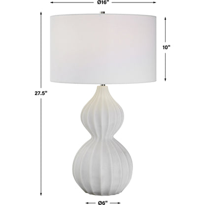 Antoinette Table Lamp by Uttermost in ivory. Made from mad-made stone, iron, fabric in a coastal style.