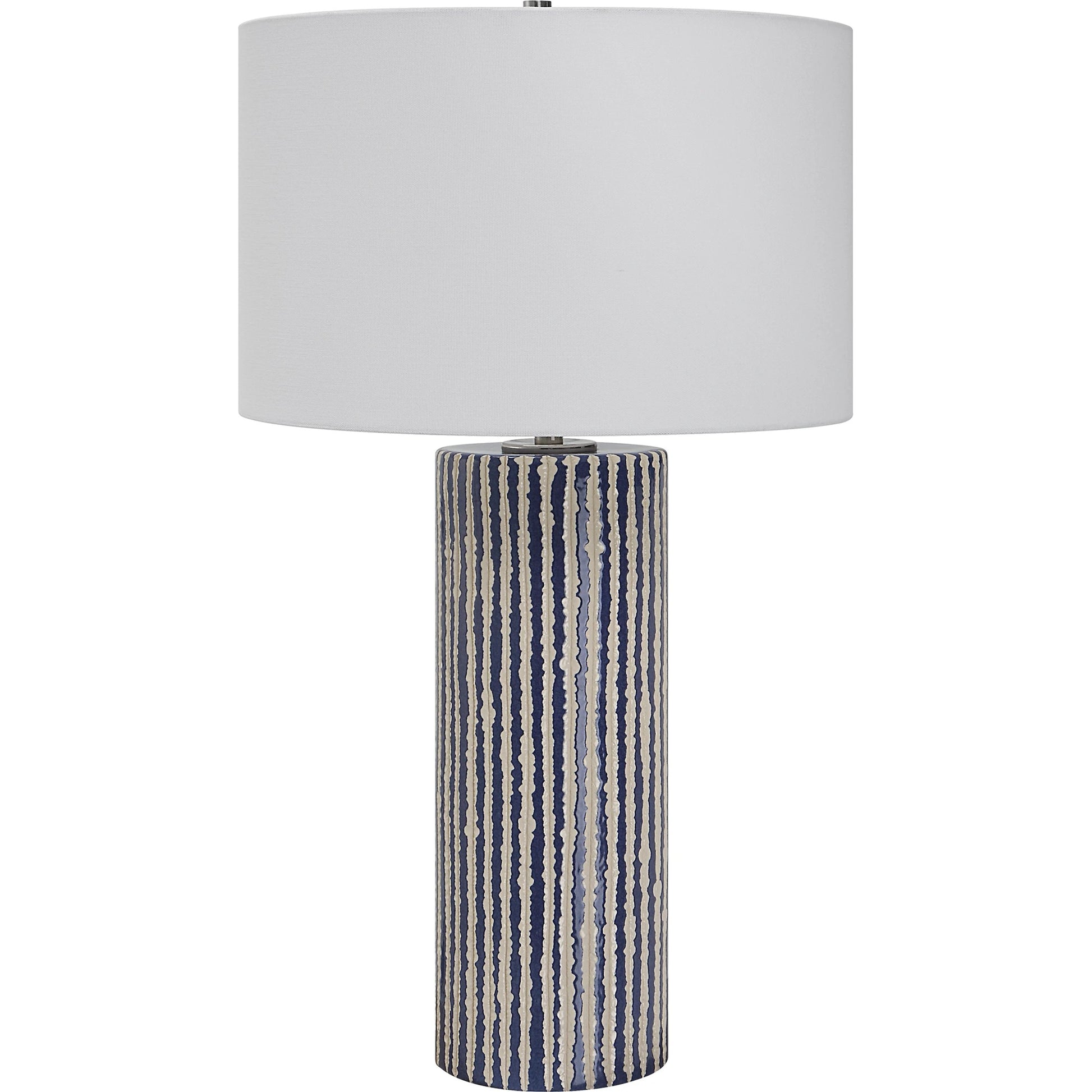 Havana Table Lamp by Uttermost in cobalt. Made from ceramic, iron, fabric in a modern style.