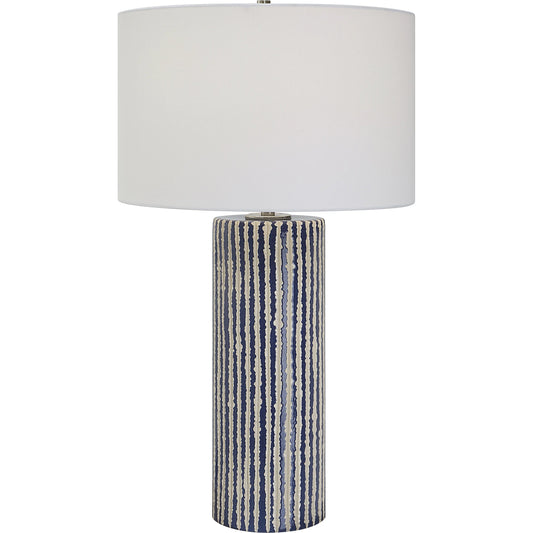 Havana Table Lamp by Uttermost in cobalt. Made from ceramic, iron, fabric in a modern style.