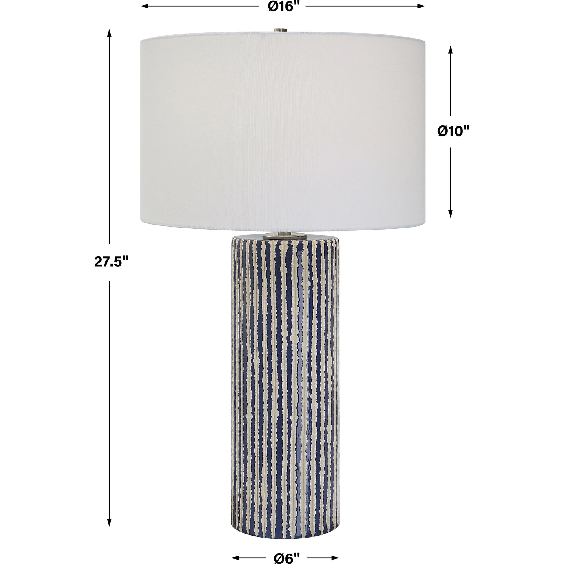 Havana Table Lamp by Uttermost in cobalt. Made from ceramic, iron, fabric in a modern style.