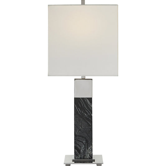 Pilaster Table Lamp by Uttermost in nickel. Made from steel, marble, fabric in a modern style.