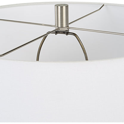 Mountainscape Table Lamp by Uttermost in off white, gray. Made from steel, ceramic, fabric in a modern style.