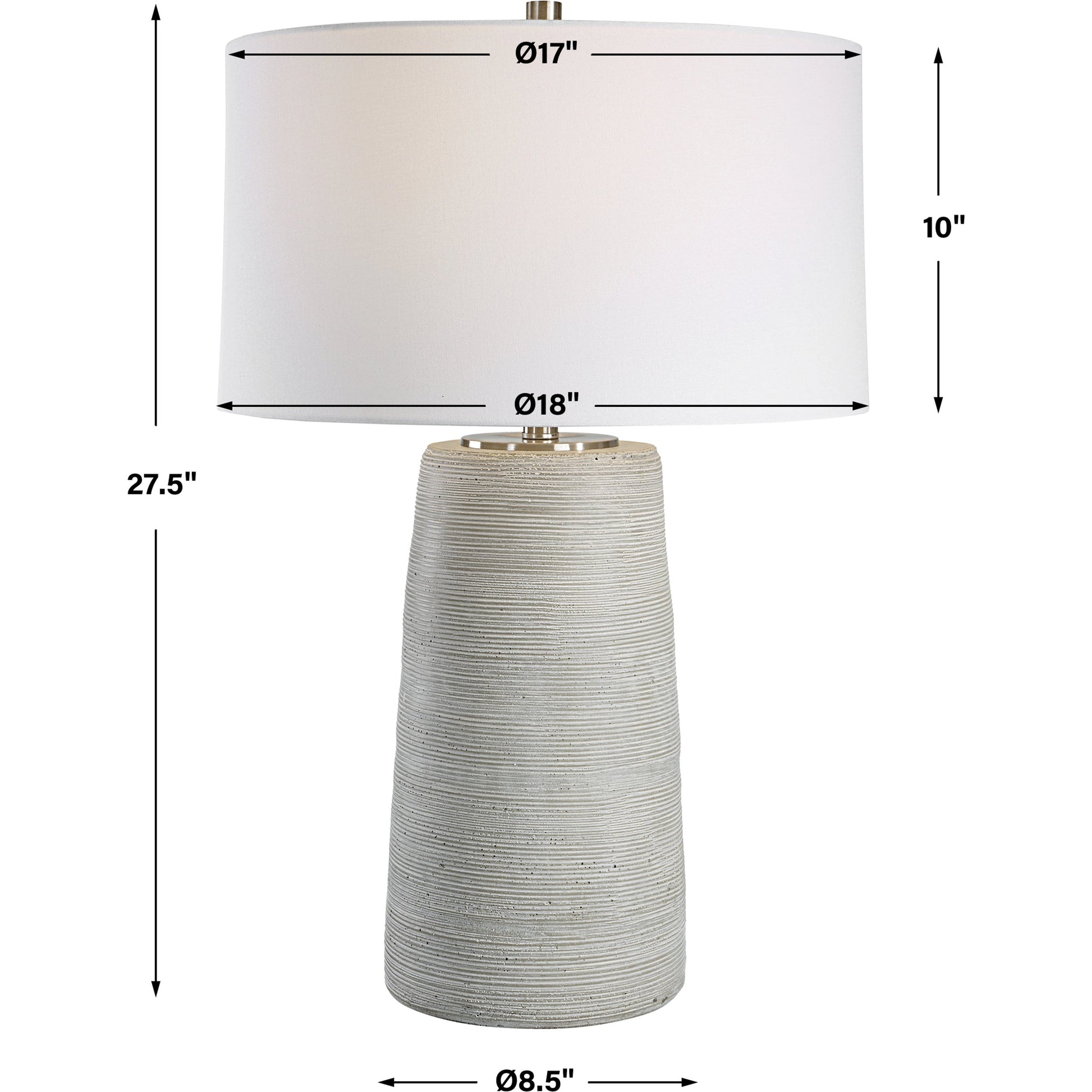 Mountainscape Table Lamp by Uttermost in off white, gray. Made from steel, ceramic, fabric in a modern style.