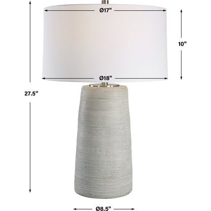 Mountainscape Table Lamp by Uttermost in off white, gray. Made from steel, ceramic, fabric in a modern style.