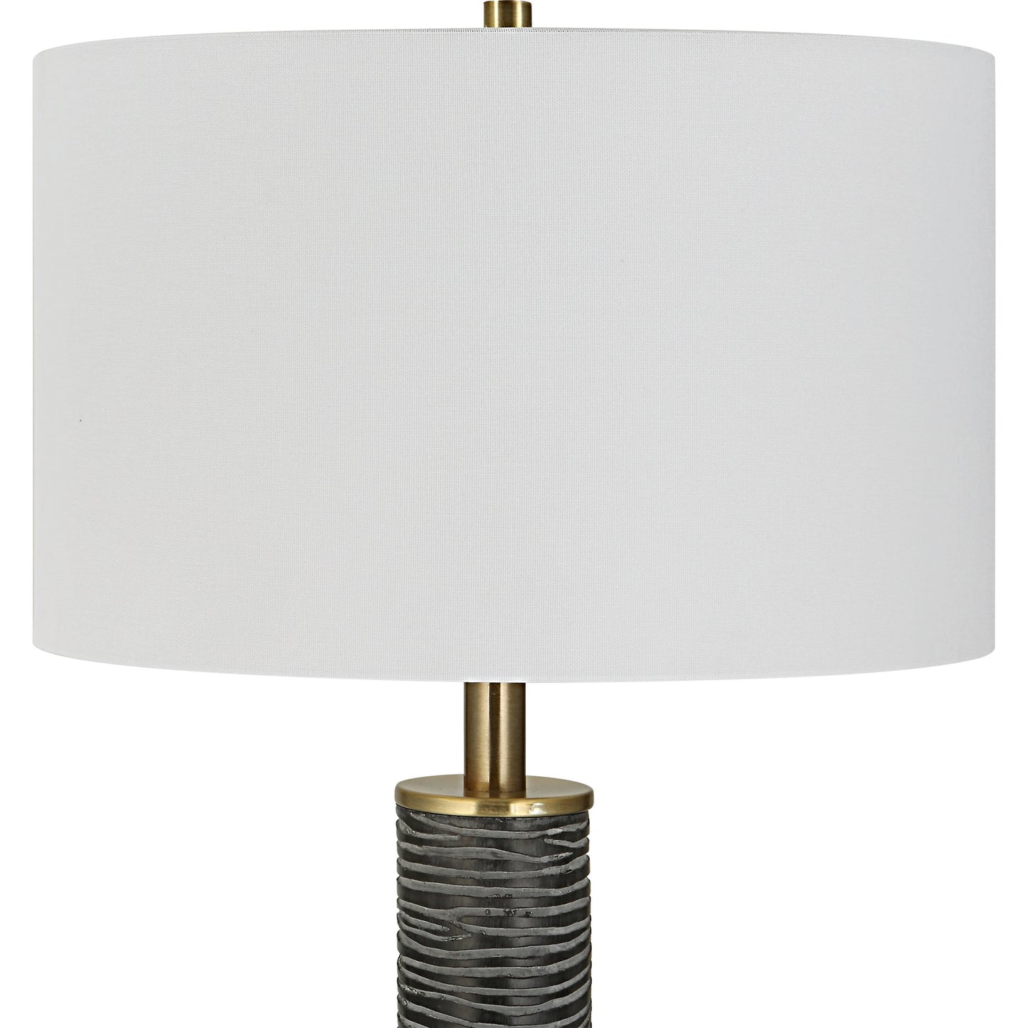 002 SI-1923759 | Closeup | Summit Floor Lamp by Uttermost in brass. Made from resin, iron in a modern style.
