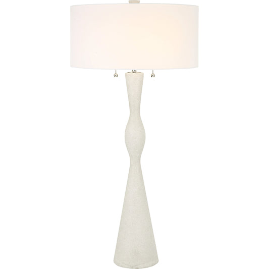 Sharma Table Lamp by Uttermost in ivory. Made from iron, rice resin, linen in a modern style.