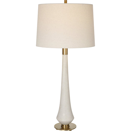 Marille Table Lamp by Uttermost in ivory. Made from iron, rice resin, linen in a modern style.