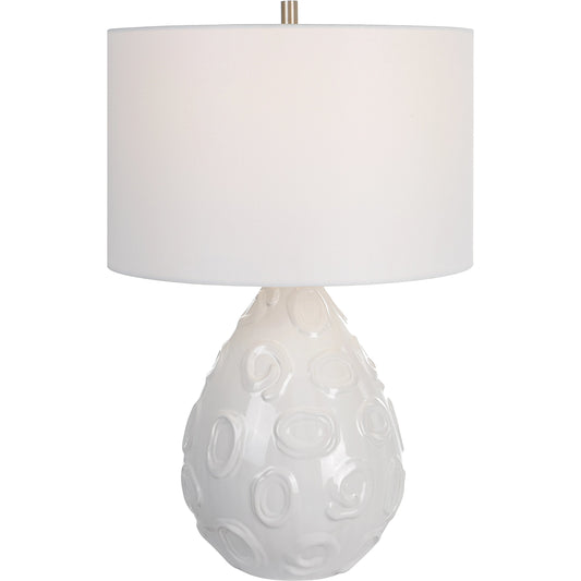 Loop Table Lamp by Uttermost in white. Made from steel, ceramic in a modern style.