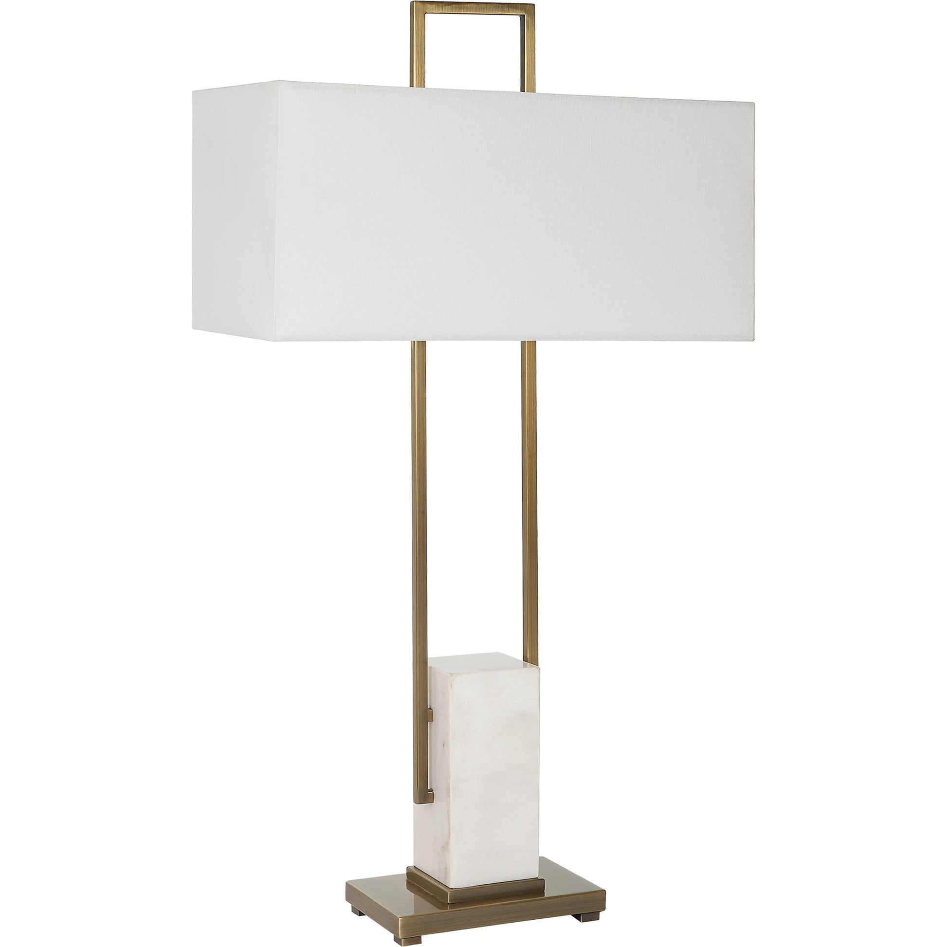 Column Table Lamp by Uttermost in brass. Made from steel, marble in a modern style.