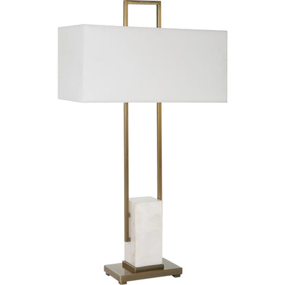 Column Table Lamp by Uttermost in brass. Made from steel, marble in a modern style.