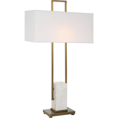 Column Table Lamp by Uttermost in brass. Made from steel, marble in a modern style.