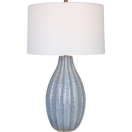 Veston Table Lamp by Uttermost in cornflower blue. Made from steel, ceramic in a modern style.