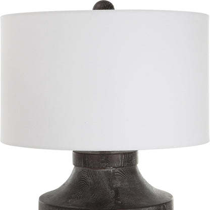 Timber Table Lamp by Uttermost in black. Made from resin, iron, fabric in a modern style.