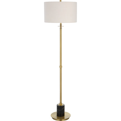 Guard Floor Lamp by Uttermost in brass. Made from iron, marble, fabric in a modern style.