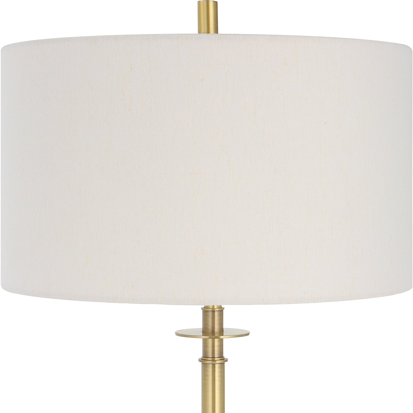 003 SI-1981393 | Closeup | Guard Floor Lamp by Uttermost in brass. Made from iron, marble, fabric in a modern style.