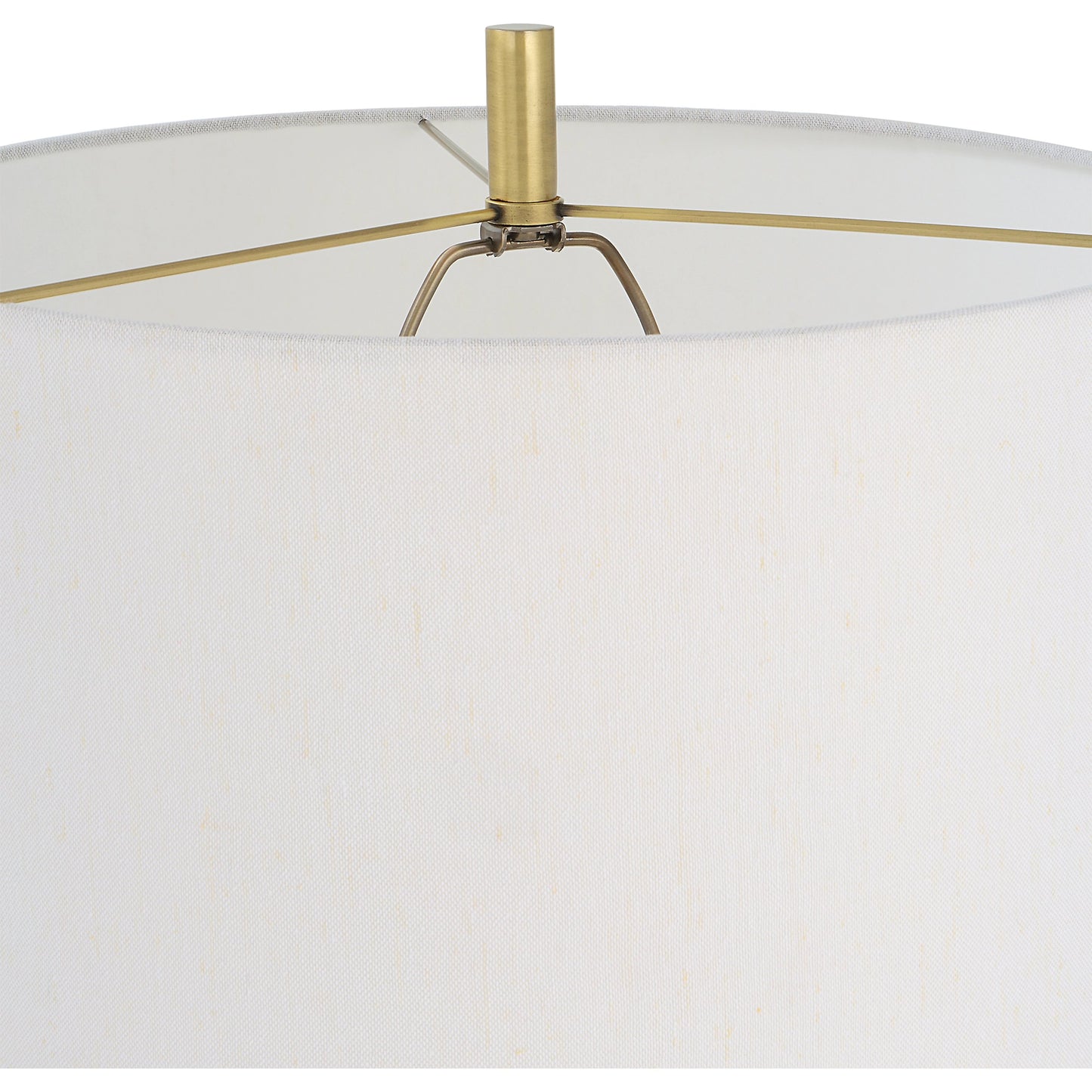 004 SI-1981393 | Closeup | Guard Floor Lamp by Uttermost in brass. Made from iron, marble, fabric in a modern style.