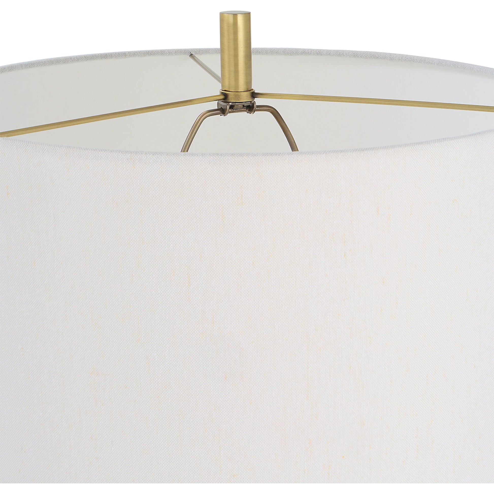 Guard Floor Lamp by Uttermost in brass. Made from iron, marble, fabric in a modern style.