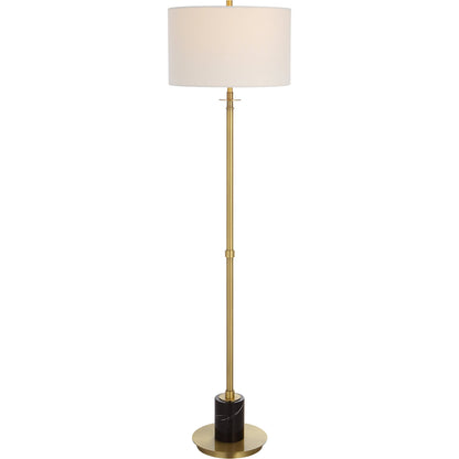 Guard Floor Lamp by Uttermost in brass. Made from iron, marble, fabric in a modern style.