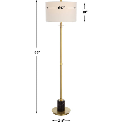 Guard Floor Lamp by Uttermost in brass. Made from iron, marble, fabric in a modern style.