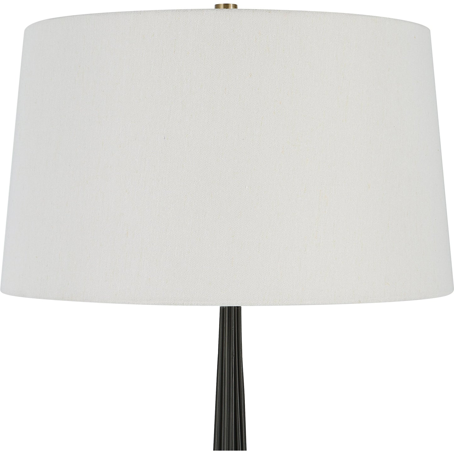 002 SI-1981388 | Closeup | Miraz Floor Lamp by Uttermost in cast iron, brass, white. Made from iron, marble, fabric in a modern style.