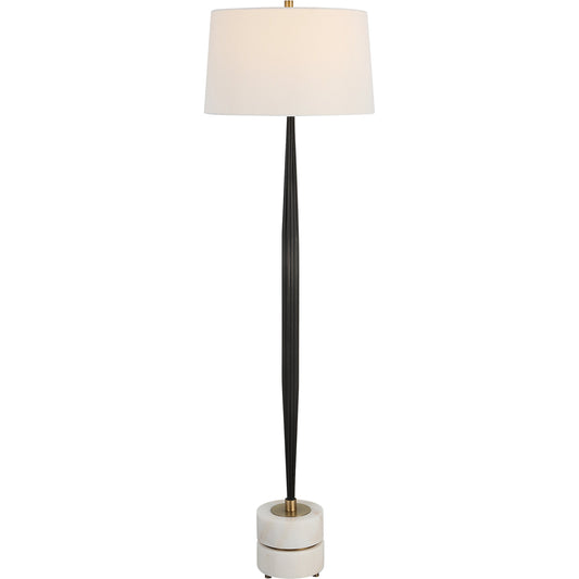 Miraz Floor Lamp by Uttermost in cast iron, brass, white. Made from iron, marble, fabric in a modern style.