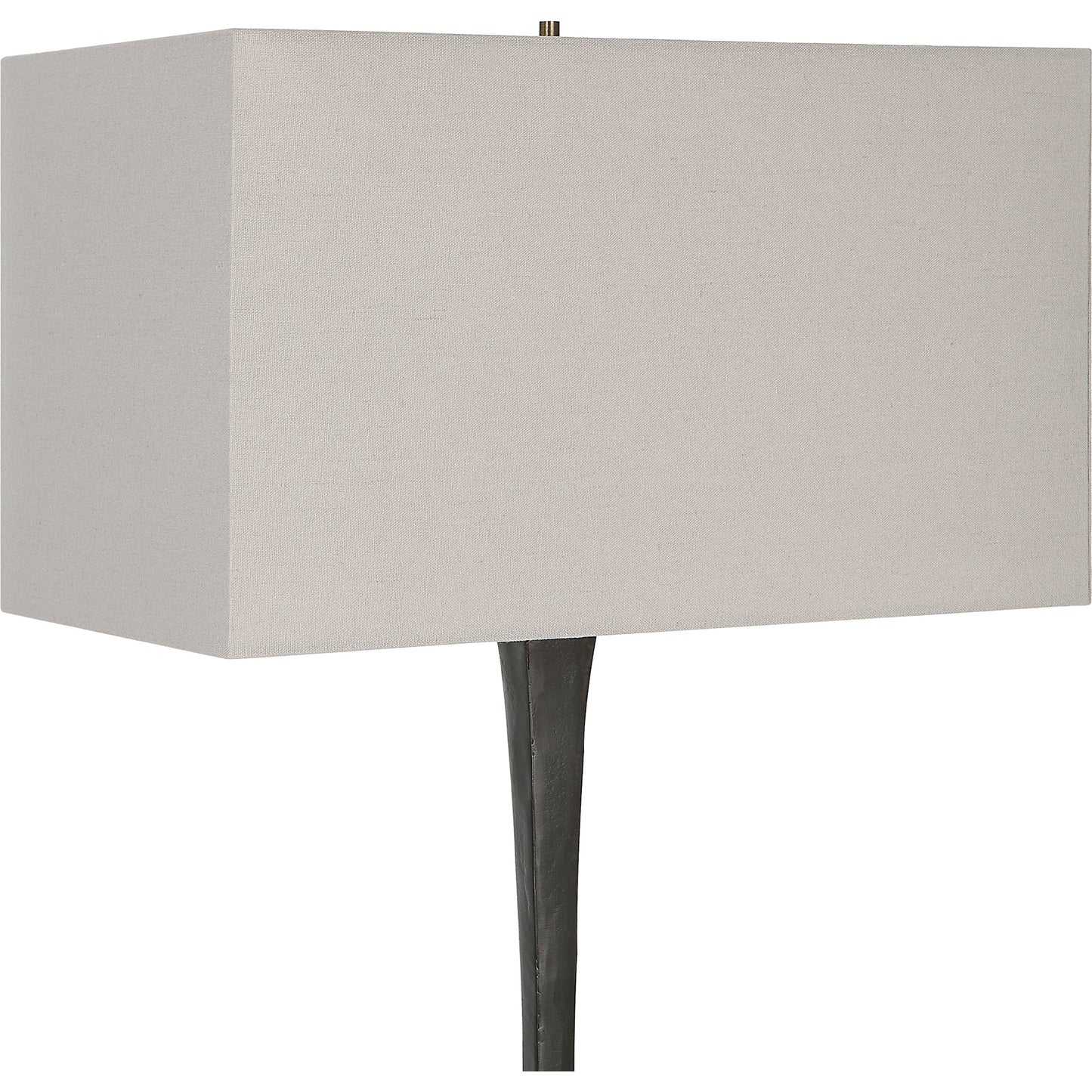 006 SI-1981394 | Closeup | Reydan Table Lamp by Uttermost in black. Made from steel, casting iron, fabric in a modern style.