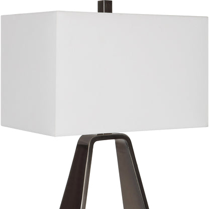 Halo Table Lamp by Uttermost in antique nickel. Made from steel, fabric in a modern style.